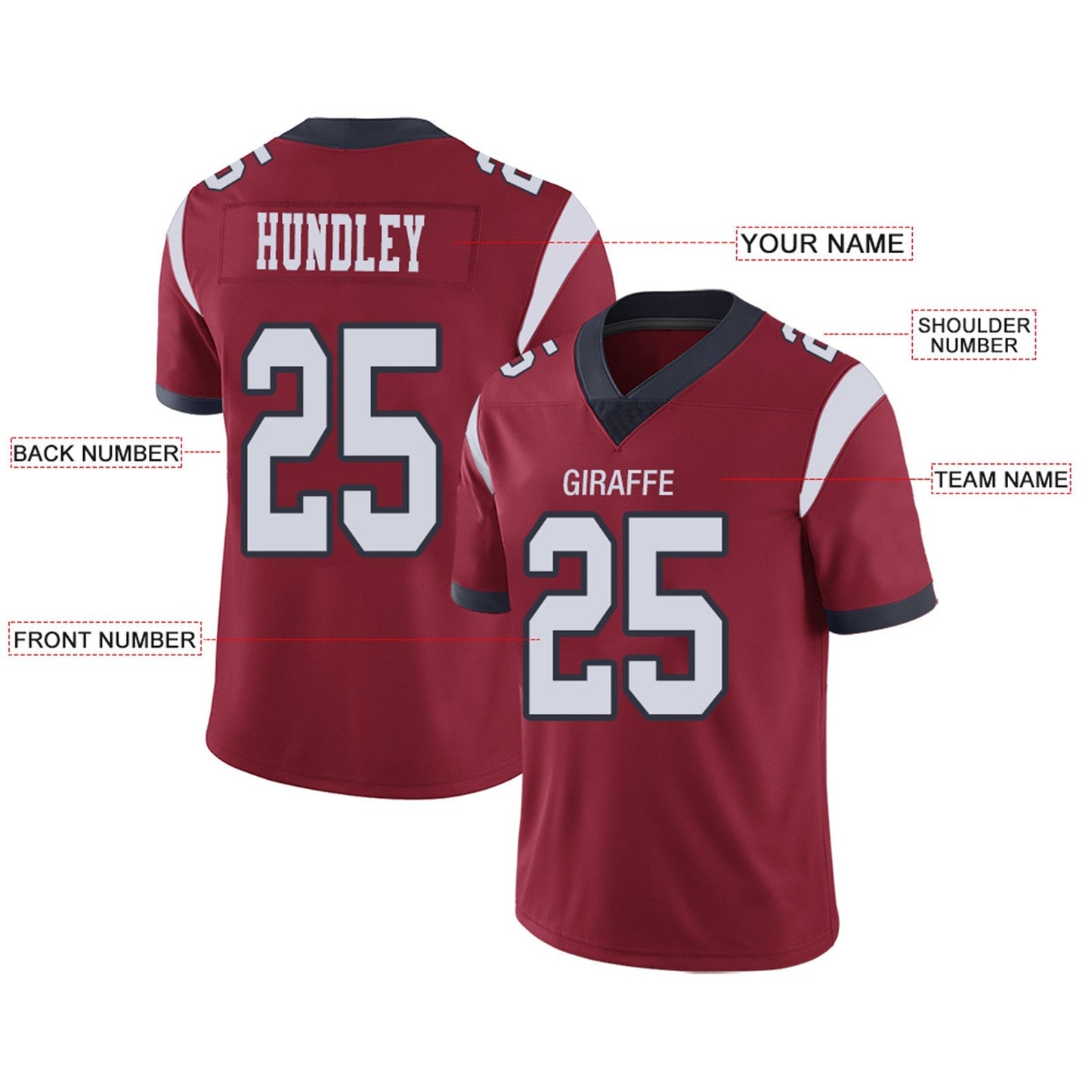 Custom Football Jerseys Team Player or Personalized Design Your Own Name for Men's Women's Youth Jerseys Navy