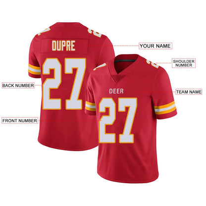 Custom Football Jerseys Team Player or Personalized Design Your Own Name for Men's Women's Youth Jerseys Red