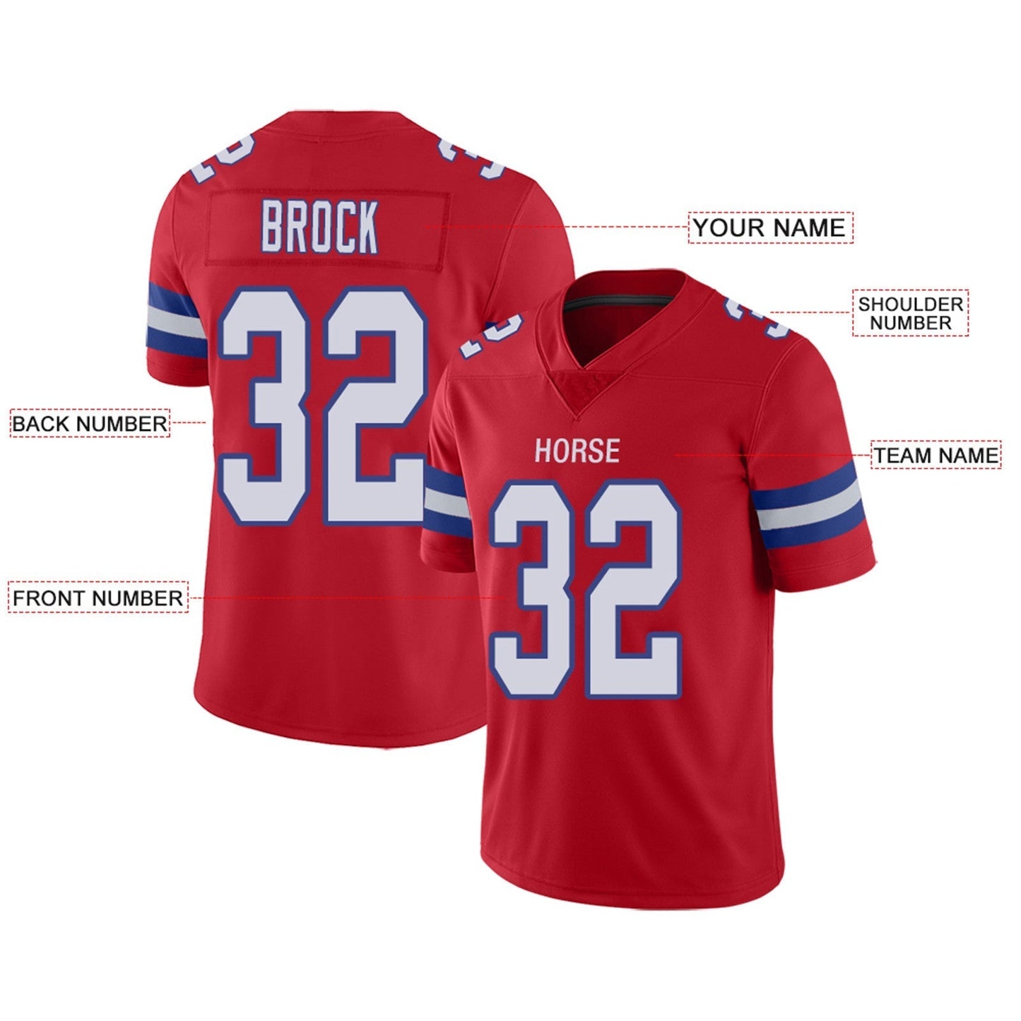 Custom Football Jerseys Team Player or Personalized Design Your Own Name for Men's Women's Youth Jerseys Navy