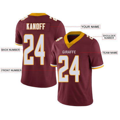Custom Team Player or Personalized Design Your Own Name for Men's Women's Youth Jerseys Burgundy Football Jerseys