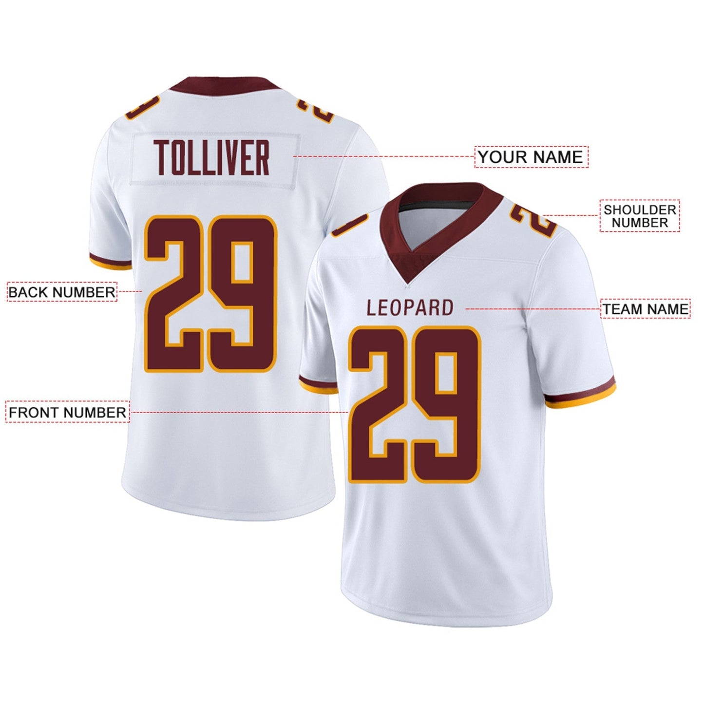 Custom Team Player or Personalized Design Your Own Name for Men's Women's Youth Jerseys Burgundy Football Jerseys