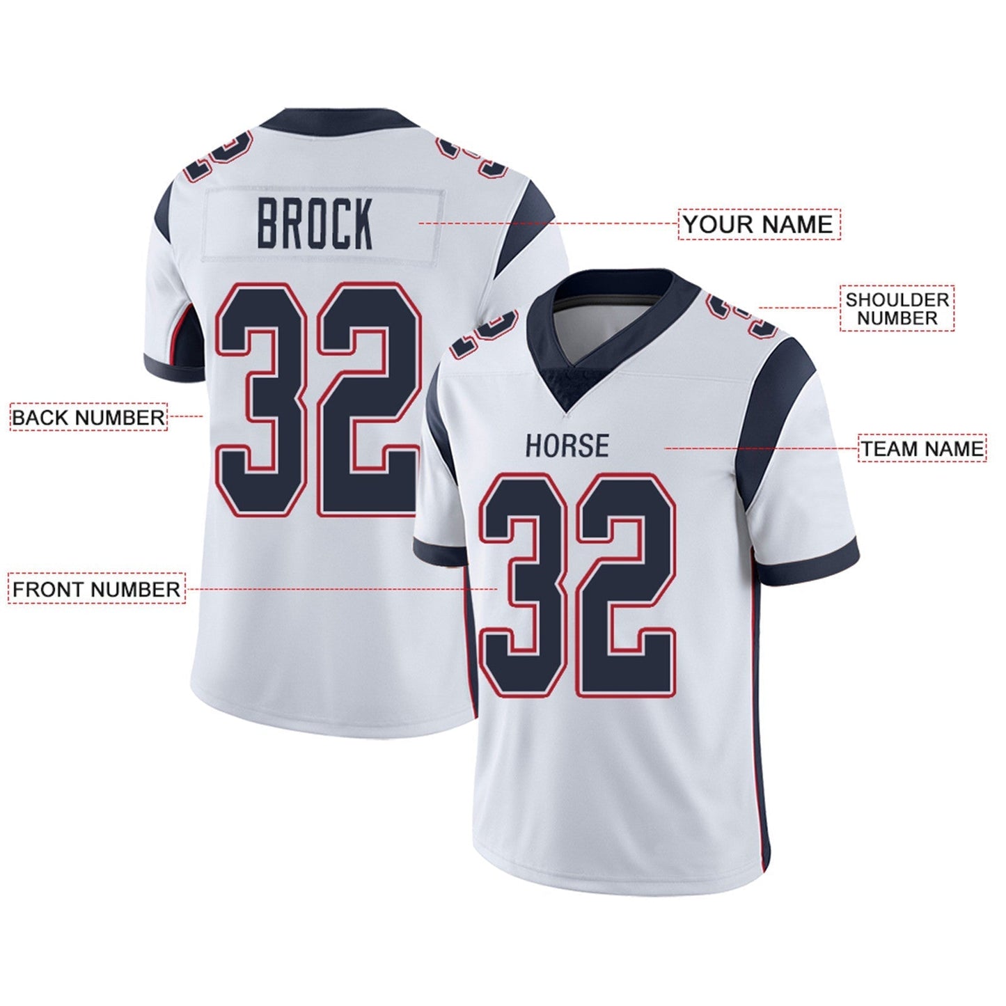 Custom Football Jerseys Team Player or Personalized Design Your Own Name for Men's Women's Youth Jerseys Navy