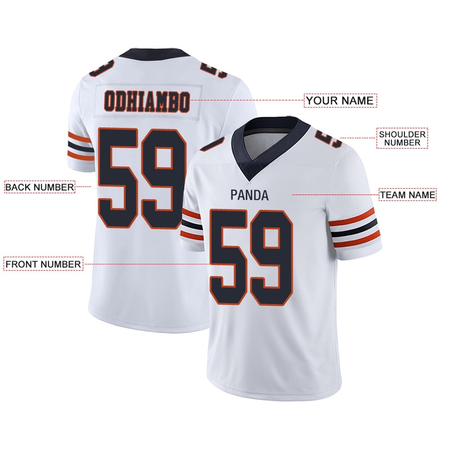 Custom Football Jerseys Team Player or Personalized Design Your Own Name for Men's Women's Youth Jerseys Navy