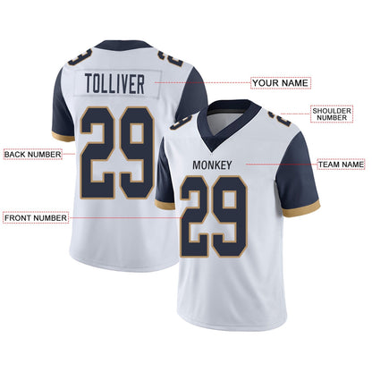 Custom Football Jerseys Team Player or Personalized Design Your Own Name for Men's Women's Youth Jerseys Navy
