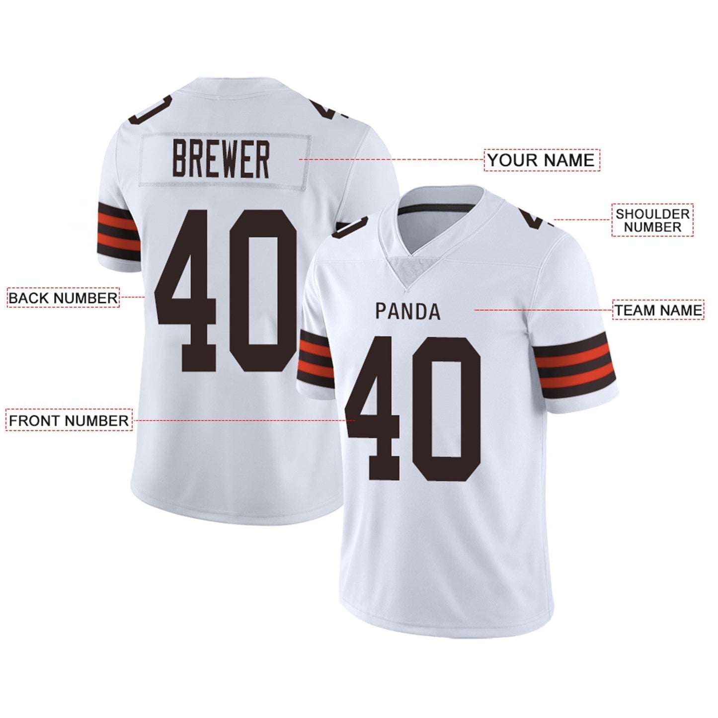 Custom Football Jersey Team Player or Personalized Design Your Own Name for Men's Women's Youth Jerseys Brown