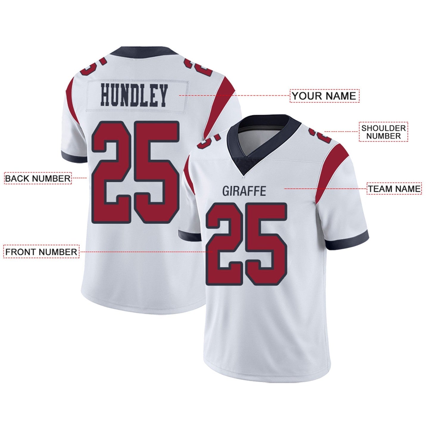 Custom Football Jerseys Team Player or Personalized Design Your Own Name for Men's Women's Youth Jerseys Navy