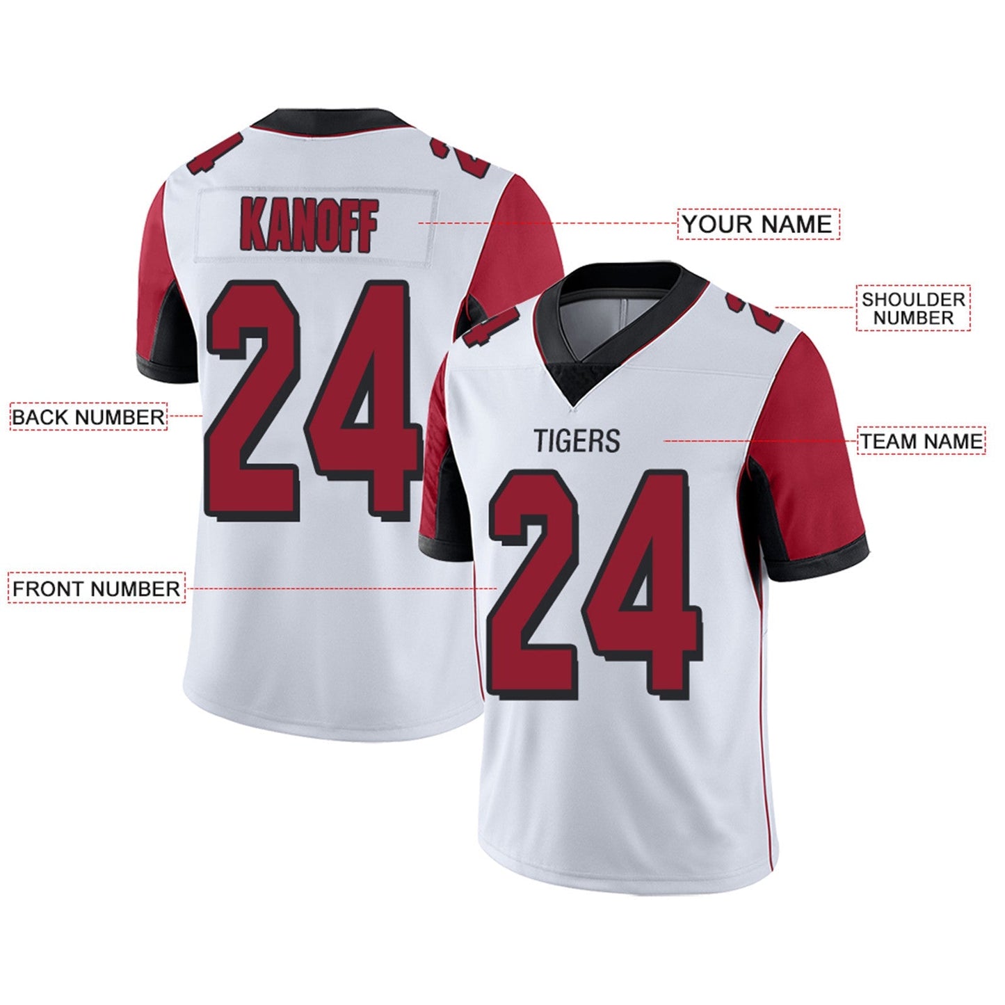 Custom Team Player or Personalized Design Your Own Name for Men's Women's Youth Jerseys Red Football Jerseys