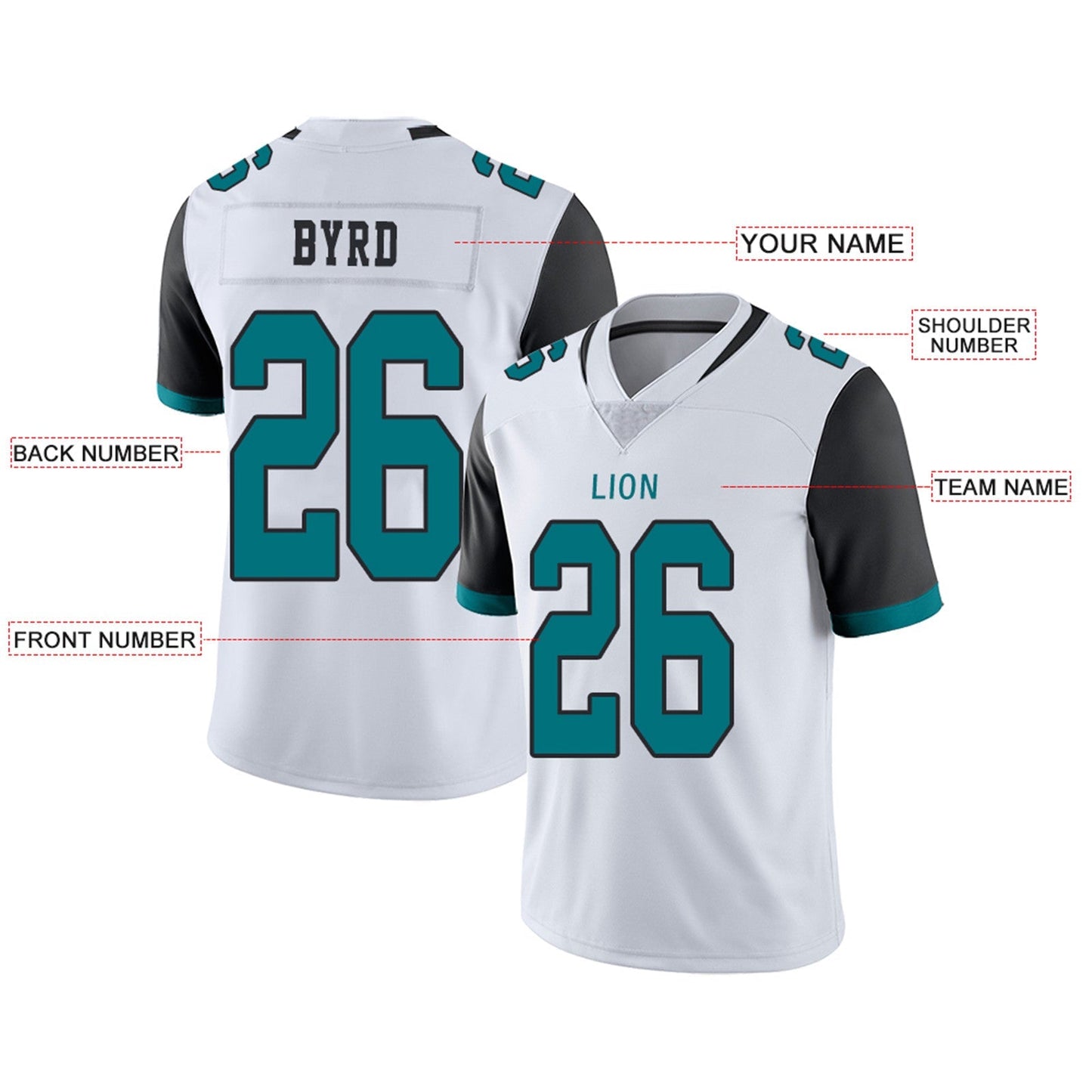 Custom Football Jerseys Team Player or Personalized Design Your Own Name for Men's Women's Youth Jerseys Teal